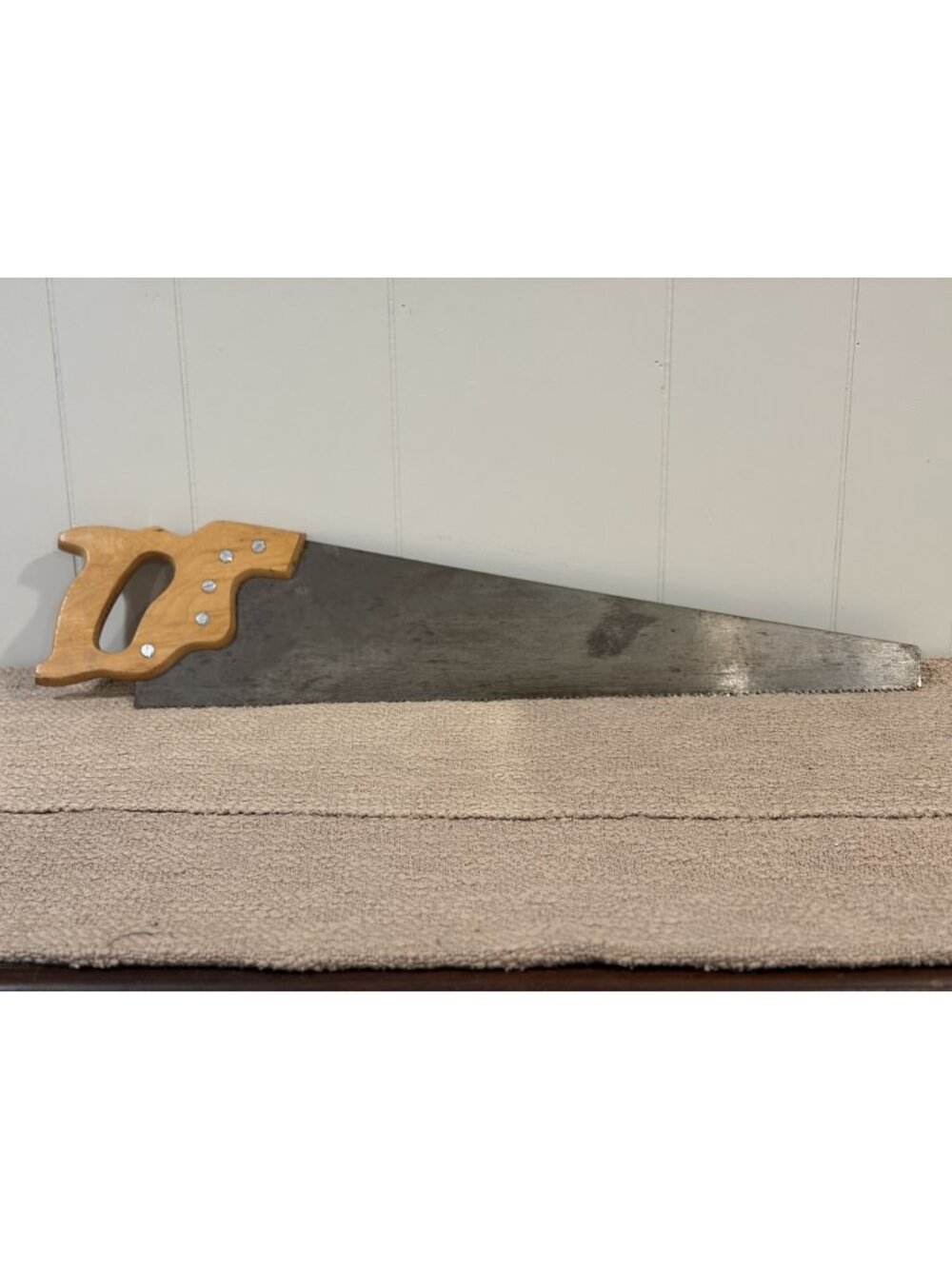 Disston D-23 Hand Saw With Carved Wooden Handle & Chrome Nickel Alloy Steel Blad